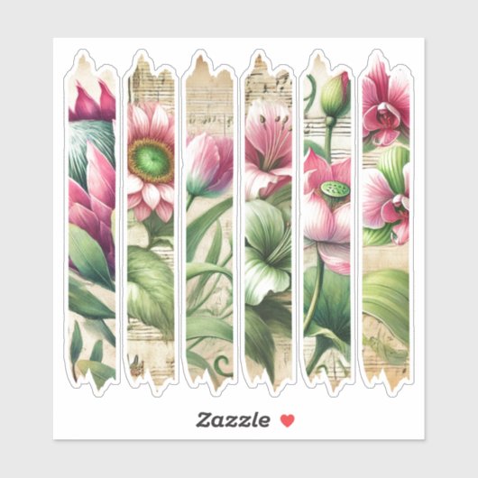  Roze & Groene Bloemen Washi Tape Scrapbook Sticker (Vel)