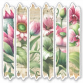  Roze & Groene Bloemen Washi Tape Scrapbook Sticker (Voorkant)