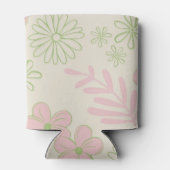 Roze Groene Bloemen Waterverf Botanische Drink Blikjeskoeler (Achterkant)