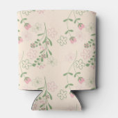 Roze Groene Bloemen Waterverf Botanische Drink Blikjeskoeler (Achterkant)