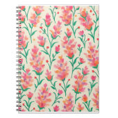 Roze & Groene Bloemen Waterverf Dagboek Notitieboek (Voorkant)