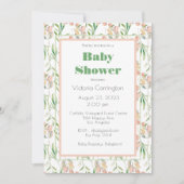 Roze & Groene Bloemen Waterverf Modern Shower Kaart (Voorkant)