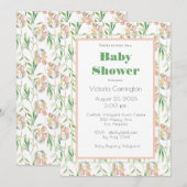 Roze & Groene Bloemen Waterverf Modern Shower Kaart (Voorkant / Achterkant)