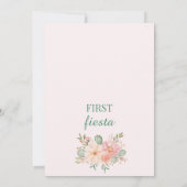 Roze groene bloemencactus eerste Fiesta 1e verjaar Kaart (Achterkant)