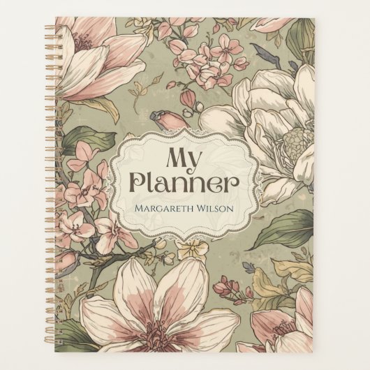 Roze Groene Bloemendagelijkse Planner Studentensch (Voorkant)