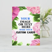 Roze groene bloemensjabloon Maak je eigen  Aankondiging (Staand voorkant)
