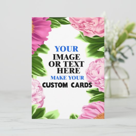 Roze groene bloemensjabloon Maak je eigen  Aankondiging (Staand voorkant)