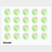 Roze, groene bloemenvlinders vleermuis mitzvah Sti Ronde Sticker (Vel)