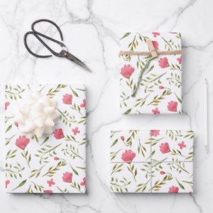 Roze Groene Bloemige Bloemen Vrouwelijke Inpakpapi Inpakpapier Vel