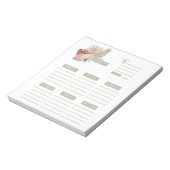 Roze Groene Bloemige Boho Weekplanner Organizer Notitieblok (Linkerzijde)