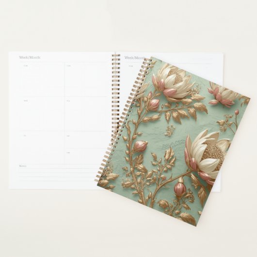 Roze Groene Bloemige Planner Dagboek (Display)