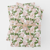 Roze groene bloemige verjaardag bruidsfeest inpakpapier vel (In situ)