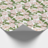 Roze groene bloemige verjaardag bruidsfeest voor h cadeaupapier (Hoek)