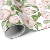 Roze groene bloemige verjaardag bruidsfeest voor h cadeaupapier (Rol Hoek)