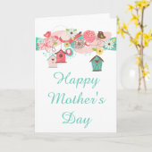 Roze & groene bloemkaart voor Moederdag Kaart (Gele Bloem)