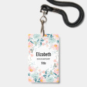 Roze & Groene Bloemrand Badge (Achterkant met lanyard)