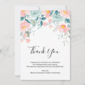 Roze & Groene Bloemrand Elegante Trouw Bedankkaart (Voorkant)