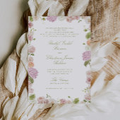 Roze Groene Bloemrijke Frame Bruiloft Kaart