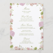 Roze Groene Bloemrijke Frame Bruiloft Menu (Voorkant)