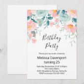 Roze & Groene Bloemrijke Rand Verjaardag Kaart (Voorkant / Achterkant)