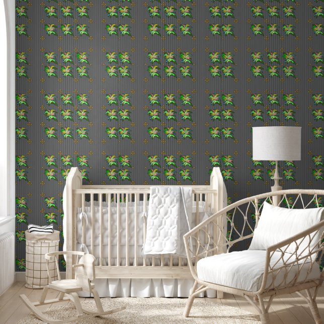 Roze Groene Bloesems Behang (Kinderen)