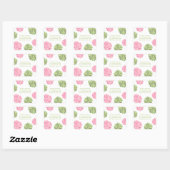 Roze & Groene Blooms Adres Bruiloft Seal Sticker (Vel)