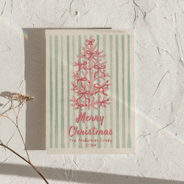  Roze Groene Bogen Boom Kerst Niet-Foto Feestdagenkaart