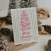 Roze Groene Bogen Boom Kerst Niet-Foto Feestdagenkaart