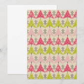 Roze & groene bomen Kerst/vakantie feest Kaart (Voorkant / Achterkant)