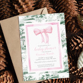 Roze & Groene Boog Chinoiserie Monogram Baby showe Kaart