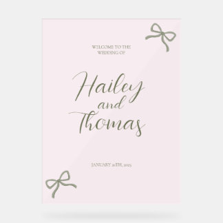 Roze & Groene Boog Trouwbord Acryl Bord