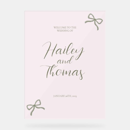 Roze & Groene Boog Trouwbord Acryl Bord (Voorkant)