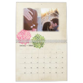 Roze & groene bruiloft gepersonaliseerde foto gast kalender (Jan 2026)