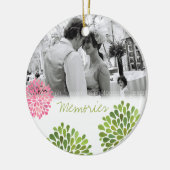 Roze groene bursts bruiloft liefde foto Ornament (Links)