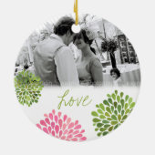 Roze groene bursts bruiloft liefde foto Ornament (Achterkant)