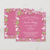 Roze groene Butterflies Baby shower Uitnodiging (Voorkant / Achterkant)