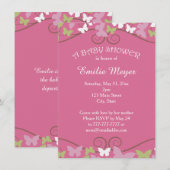 Roze groene Butterflies Baby shower Uitnodiging (Voorkant / Achterkant)