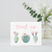 Roze Groene Cactus Dankkaart voor Bachelorette Briefkaart (Staand voorkant)
