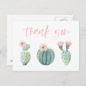 Roze Groene Cactus Dankkaart voor Bachelorette Briefkaart (Voorkant / Achterkant)