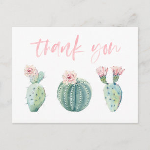 Roze Groene Cactus Dankkaart voor Bachelorette Briefkaart