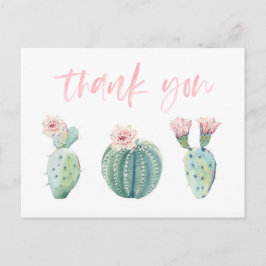 Roze Groene Cactus Dankkaart voor Bachelorette Briefkaart