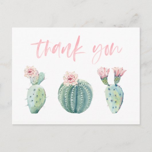 Roze Groene Cactus Dankkaart voor Bachelorette Briefkaart (Voorkant)