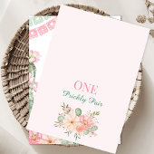 Roze groene Cactus One Prickly Pair 1st Birthday Kaart