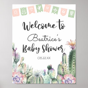 Roze groene Cactus Taco Bout A Baby shower RSVP Poster