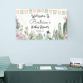 Roze groene Cactus Taco Bout A Baby shower RSVP Spandoek (Beurs)