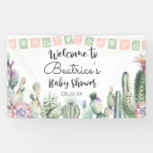 Roze groene Cactus Taco Bout A Baby shower RSVP Spandoek (Horizontaal)