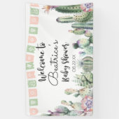 Roze groene Cactus Taco Bout A Baby shower RSVP Spandoek (Verticaal)