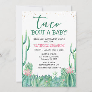 Roze groene Cactus Taco's 'Bout A Baby Baby shower Kaart