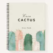 Roze & Groene Cactus Vakantiehuis Gastenboek Notitieboek (Voorkant)