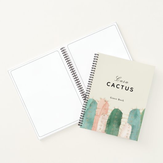 Roze & Groene Cactus Vakantiehuis Gastenboek Notitieboek (Binnen)